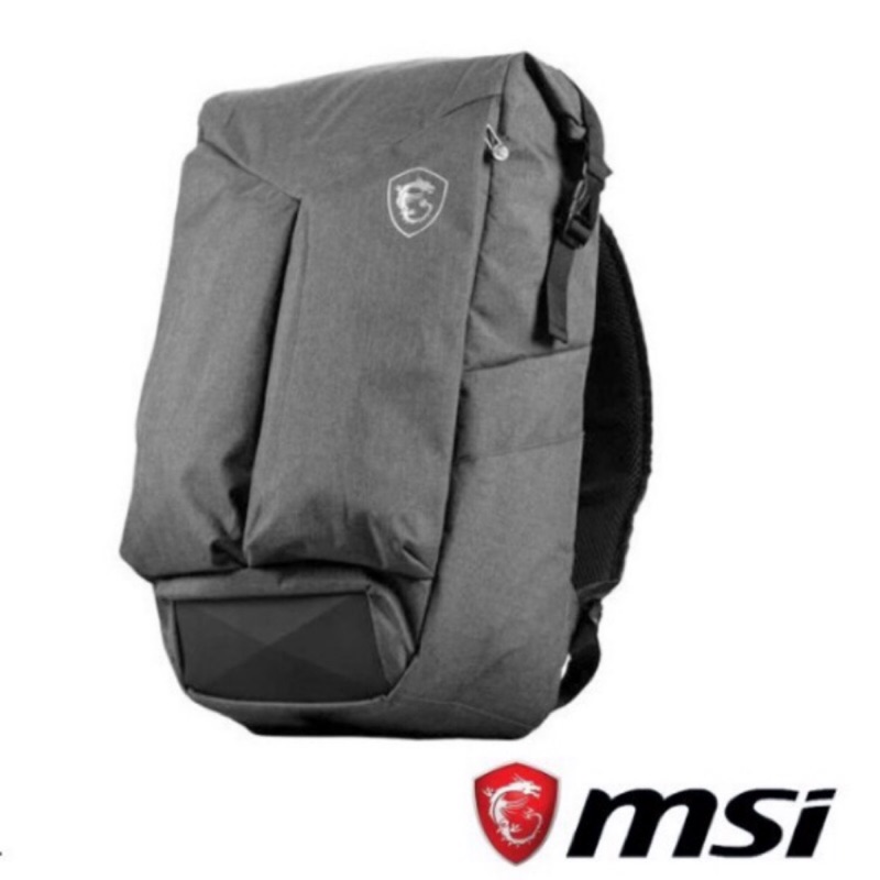 [全新品] [真空袋包裝] MSI 微星 原廠電腦包 後背包 筆電包_灰黑色_低調質感 15.6吋