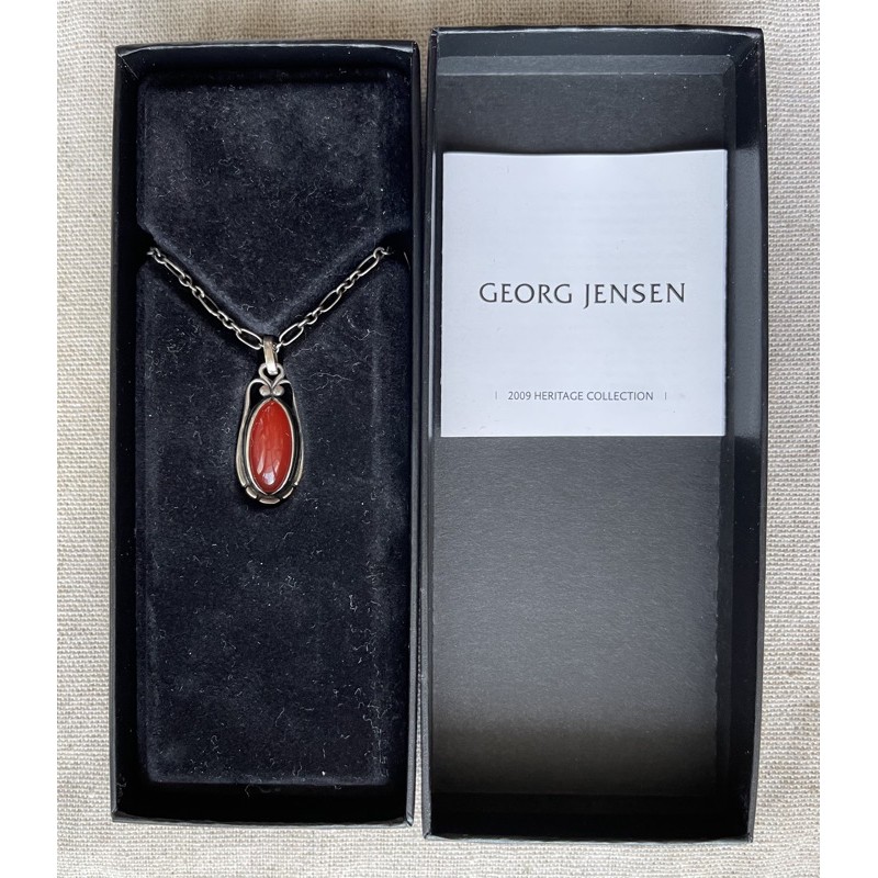 GEORG JENSEN 喬治傑生 2009紅玉髓 年度項鍊 原盒 彩卡 丹麥製