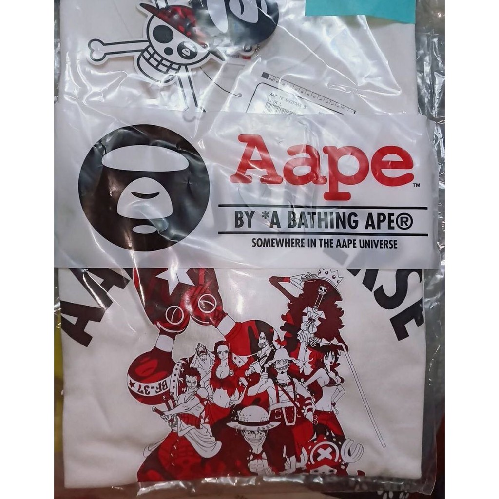 限量 AAPE BY *A BATHING APE ® x ONE PIECE 聯乘系列 海賊王 白色短袖上衣