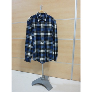 【Uniqlo】全新現貨 優衣庫 百貨專櫃 男裝 長袖氣質百搭法蘭絨格紋襯衫上衣S號/170(165-175CM)
