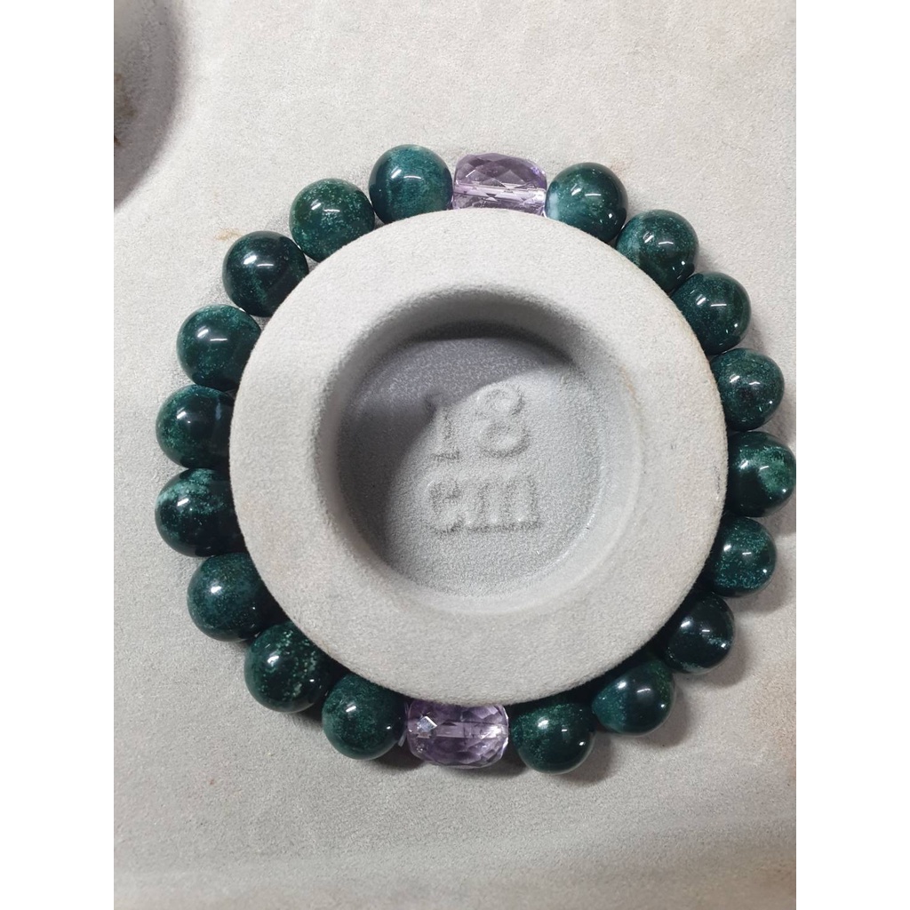 巴西天然紫黃晶棗型鑽切珠 + 印尼綠料珊瑚玉珠  手鍊 手串 招財款 手圍18cm