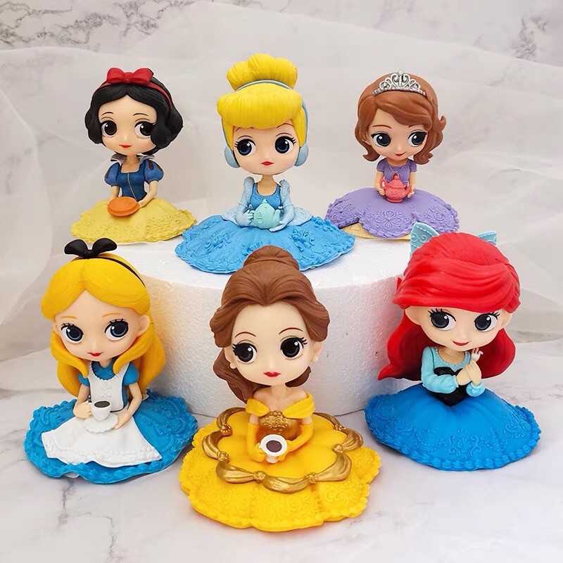 迪士尼 公主系列 坐姿下午茶 白雪公主 貝拉 灰姑娘 愛麗絲 美人魚 公主 蛋糕裝飾 公仔 模型