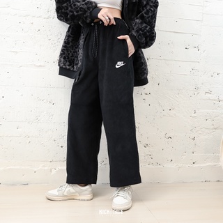 NIKE NSW PANTS 黑色 燈芯絨 小LOGO 抽繩 寬褲 長褲【DQ1871-010】