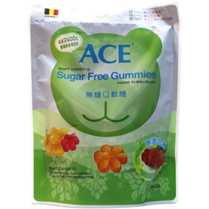ACE 無糖Q軟糖量販包240g/包 2024/07公司貨