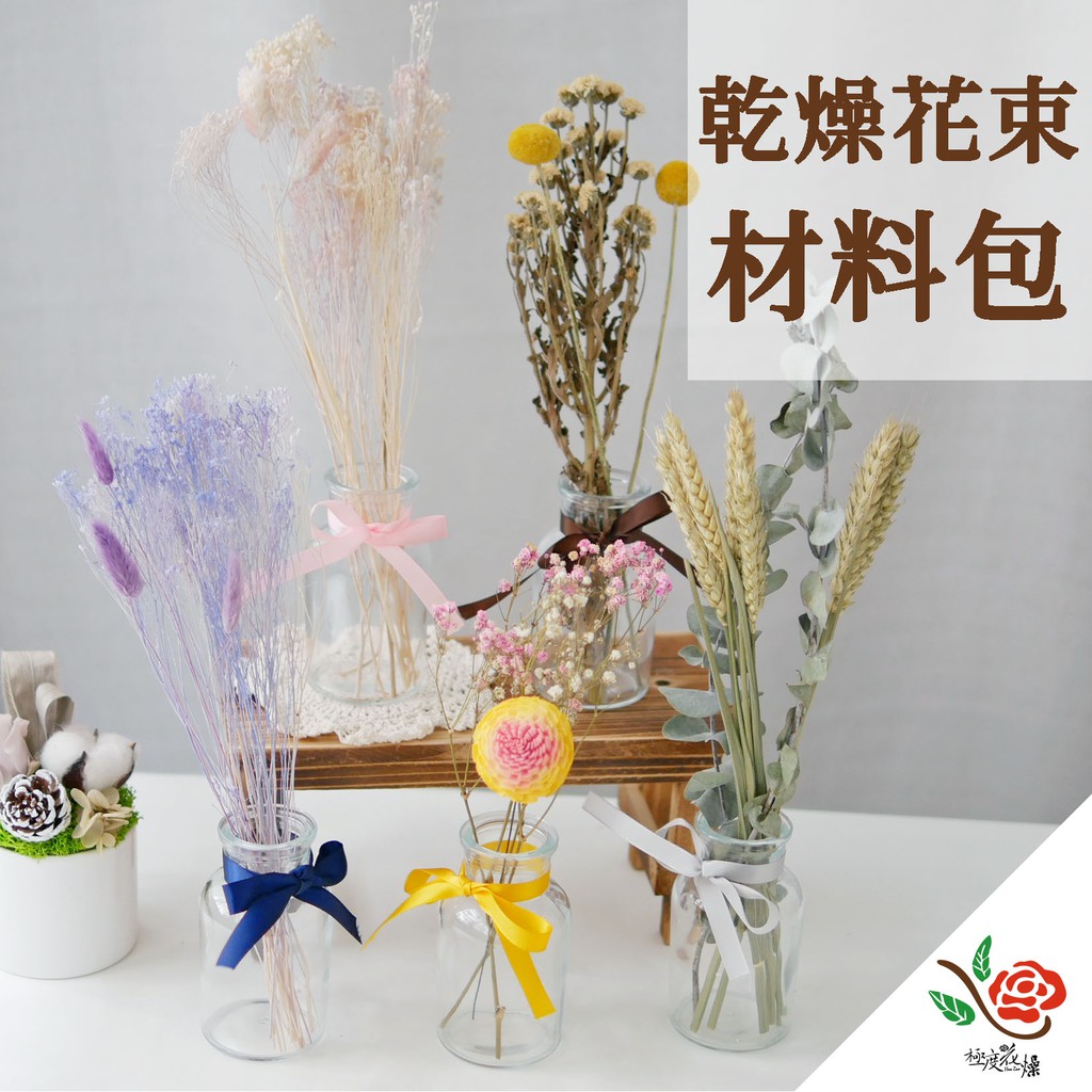 Diy 乾燥花束材料包 極度花燥 花瓶擺飾花束新手包拍攝道具不凋花乾燥花永生花花材手作 蝦皮購物