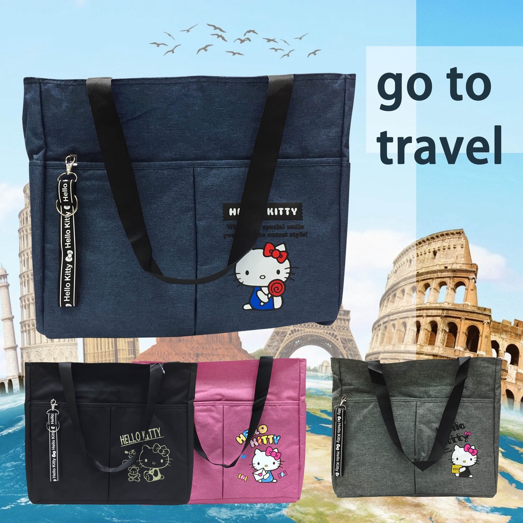 【台灣現貨】大手提旅行袋-4色(隨機出色)  凱蒂貓 HELLO KITTY 三麗鷗 Sanrio 正版授權