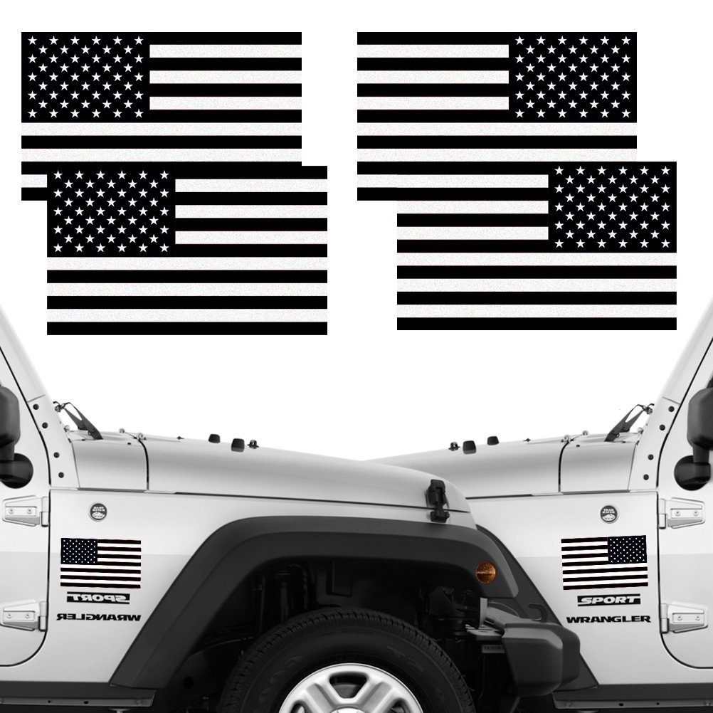 2pcs / 對反光全彩和填充美國國旗貼紙 2 對捆綁 3 “X 5 ” 戰術軍事旗幟反向 USA 貼花, 用於吉普車,