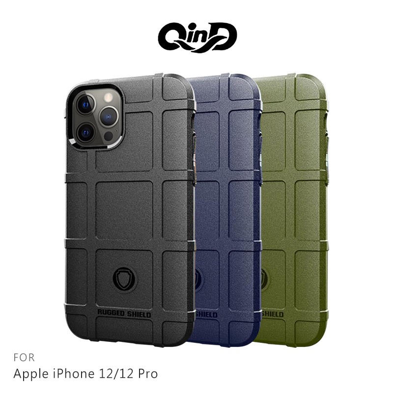 QinD iPhone 12 / 12 Pro 手機殼 戰術護盾保護套 全包 鏡頭加高  廠商直送