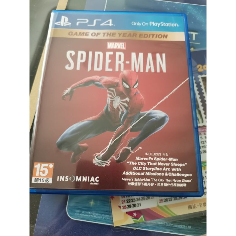 超凡蜘蛛人 年度版 包含 DLC.PS4 遊戲片，因為本人是買全新，特典未使用，二手品，破關賣出。