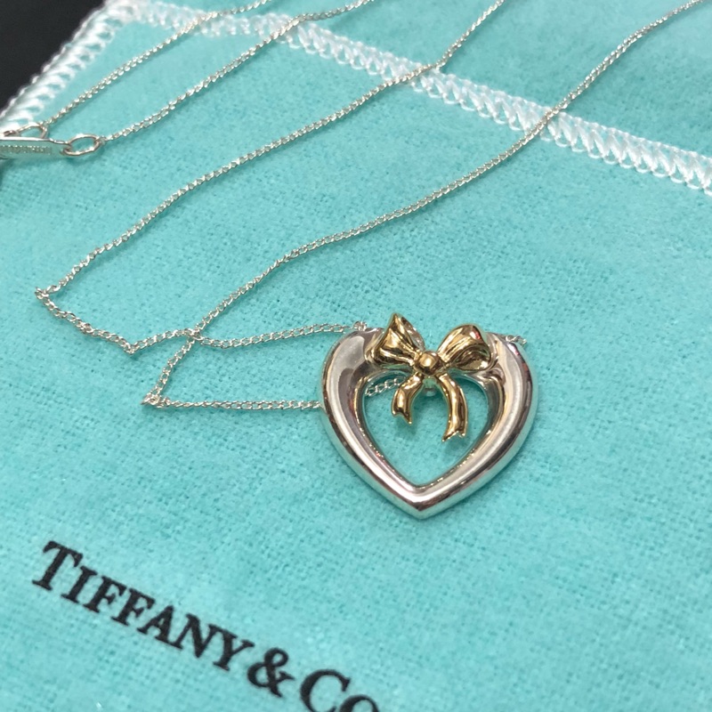 限U0218007帳號下單.TIFFANY&amp;Co. 蒂芬妮項鍊 心型 18k蝴蝶結 狀況非常好