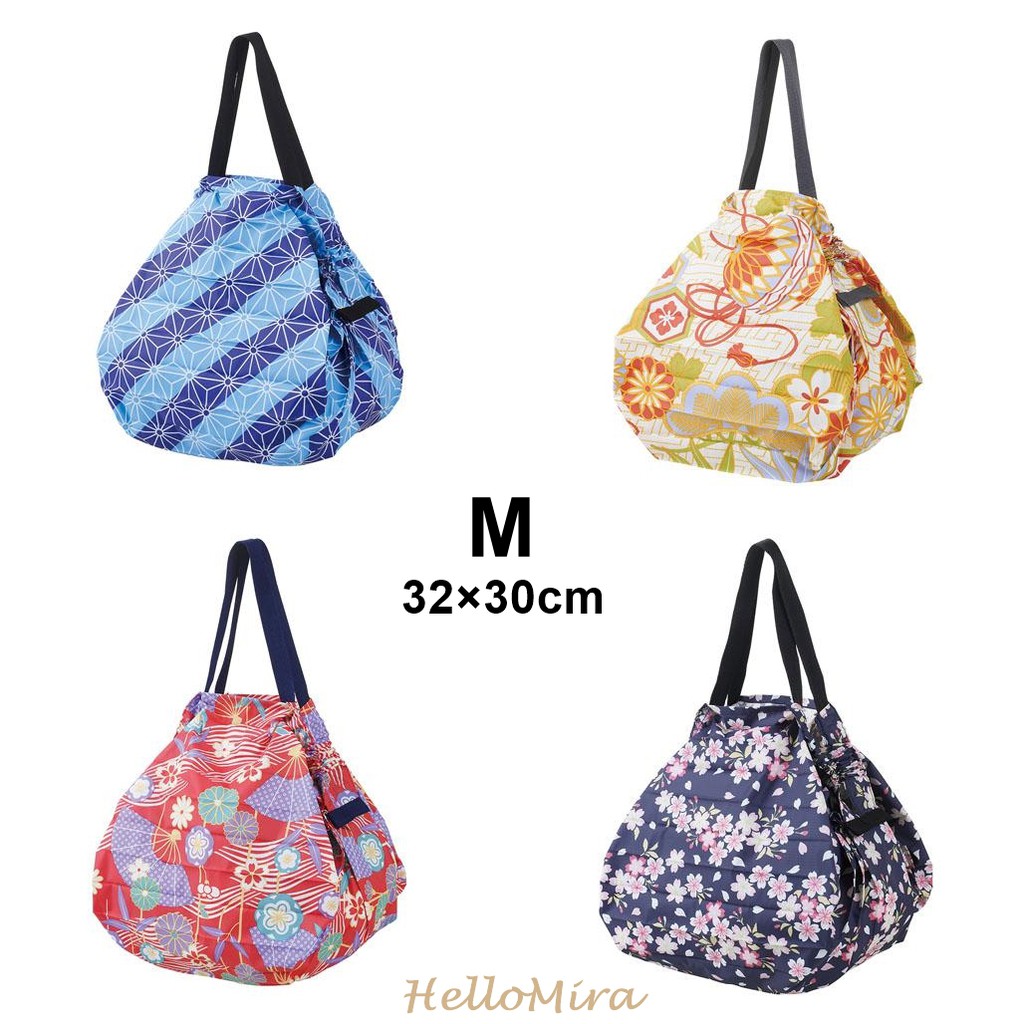 和風款-現貨【HelloMira】日本【Shupatto】和風圖騰簡約大容量購物袋 一口氣摺疊 收納超簡單【M號】
