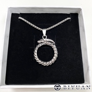 【OBIYUAN】項鍊 現貨 龍年 圓環 龍 吊墬 送 收納盒 禮物 鈦鋼 飾品【SR67】