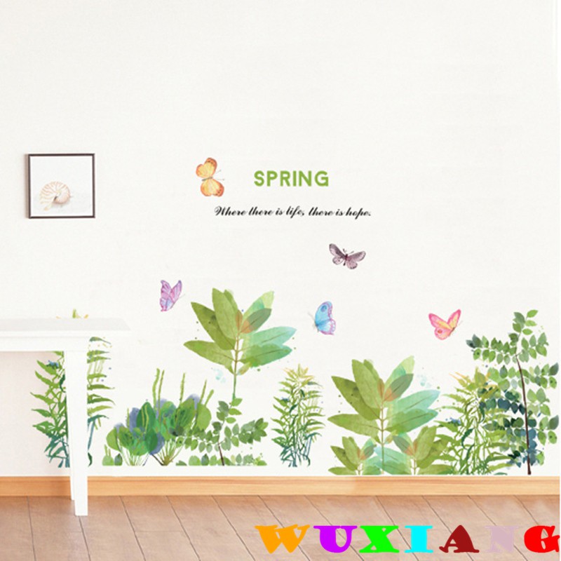 五象設計 花草樹木119 DIY 壁貼 牆腳貼 蝴蝶花園 房間裝飾 家居裝飾 綠色植物 踢腳線牆貼