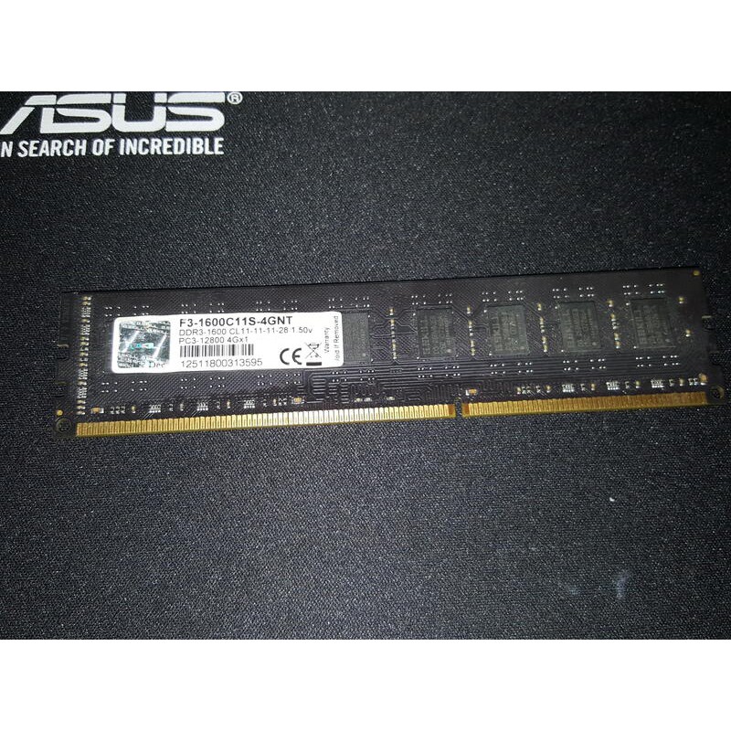 良品-G Skill Value DDR3_1600 4G 寛版,雙面顆粒,OK,良好,個保40天.原廠終保.芝奇國際