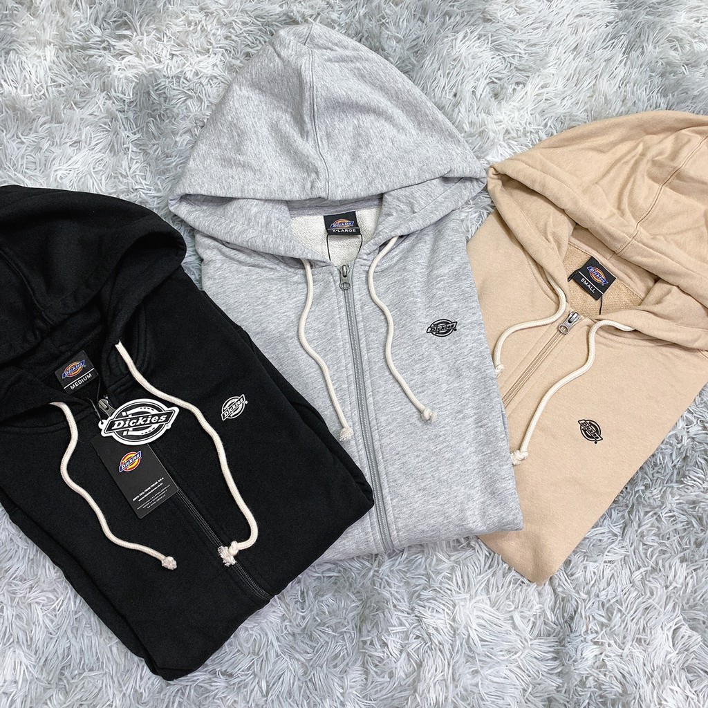 DICKIES LOGO HODDIE 黑 灰 奶茶卡其 立體小Logo 連帽外套 毛巾布 秋冬 DOT聚點