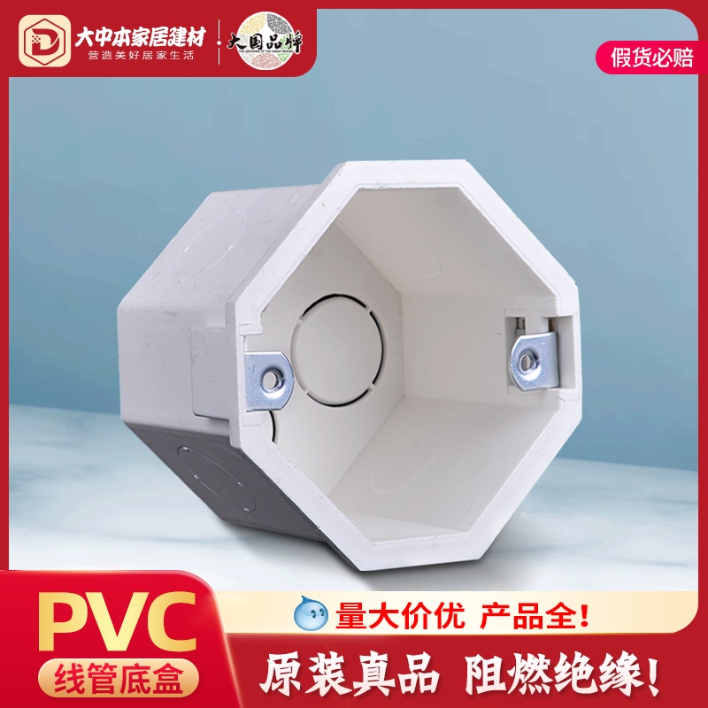 現貨聯塑PVC阻燃穿線管接頭家裝暗盒 線盒底盒八角燈頭箱（77*77*60）