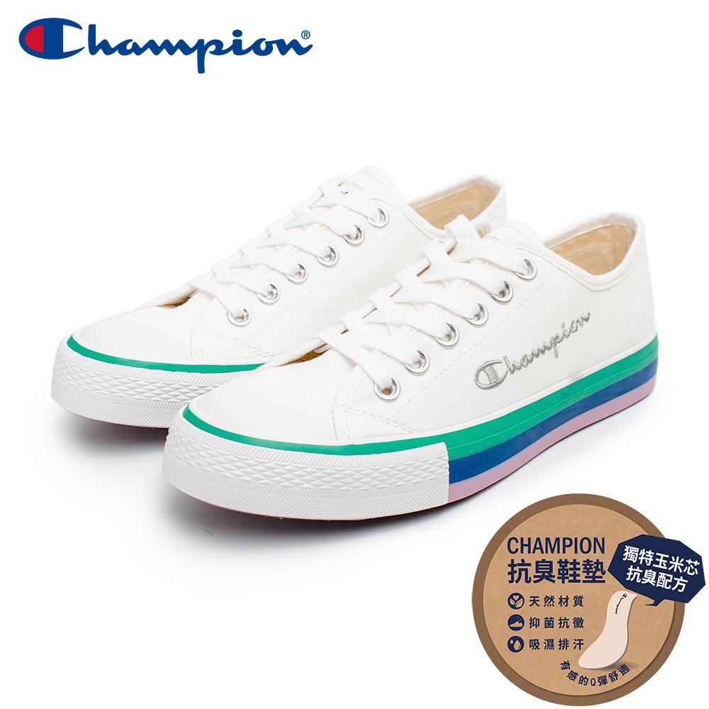 【Champion】女 帆布鞋 休閒鞋 RAINBOW CANVAS-白(WFLS-1073-00)