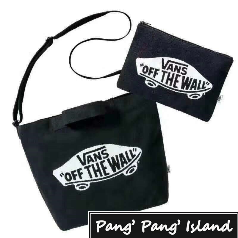 "Pang Pang Island"現貨美國潮牌VANS包(兩入組)黑色帆布包單肩包側背包斜背包手提包收納包 日雜附錄款