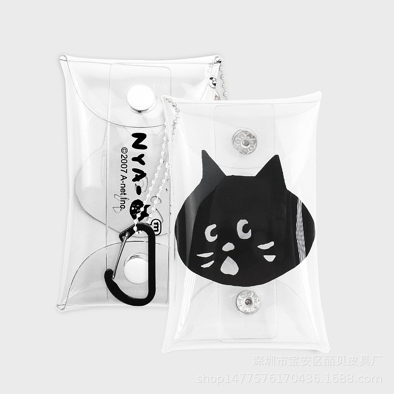 可愛 NYA 驚訝貓 透明卡包 貓頭小物件收納包 掛包 鑰匙包 零錢包