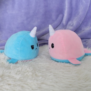 💗買到賺到💗卡通新品翻面鯨魚公仔 雙面翻轉 獨角鯨 毛絨玩具 兒童禮物