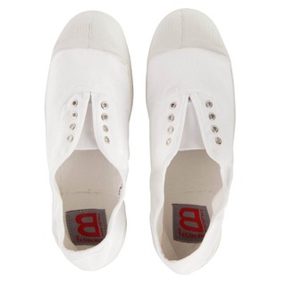 代購 法國bensimon ＥＬＬＹ款有機棉白色有鞋孔鬆緊帶帆布鞋