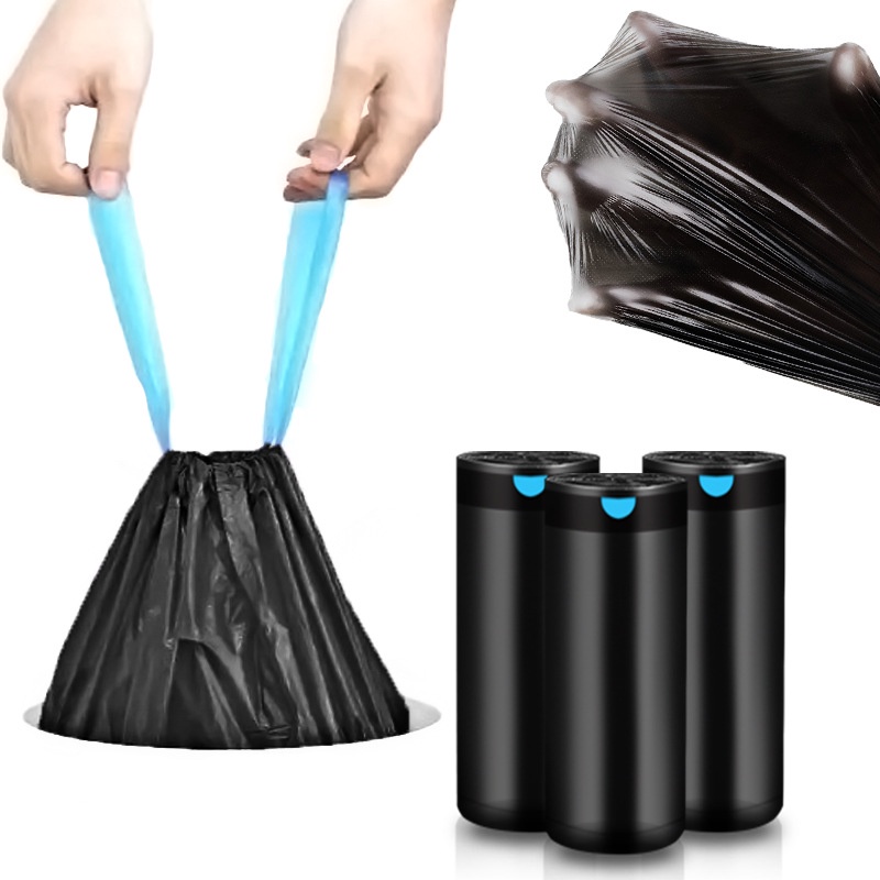 【現貨免運】家用型超大黑色抽繩式垃圾袋/收口垃圾袋 75入