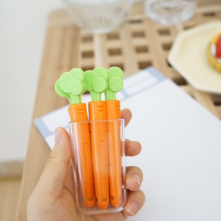 創意可愛胡蘿蔔食品封口夾 卡通零食密封夾磁鐵冰箱貼收納盒5支裝