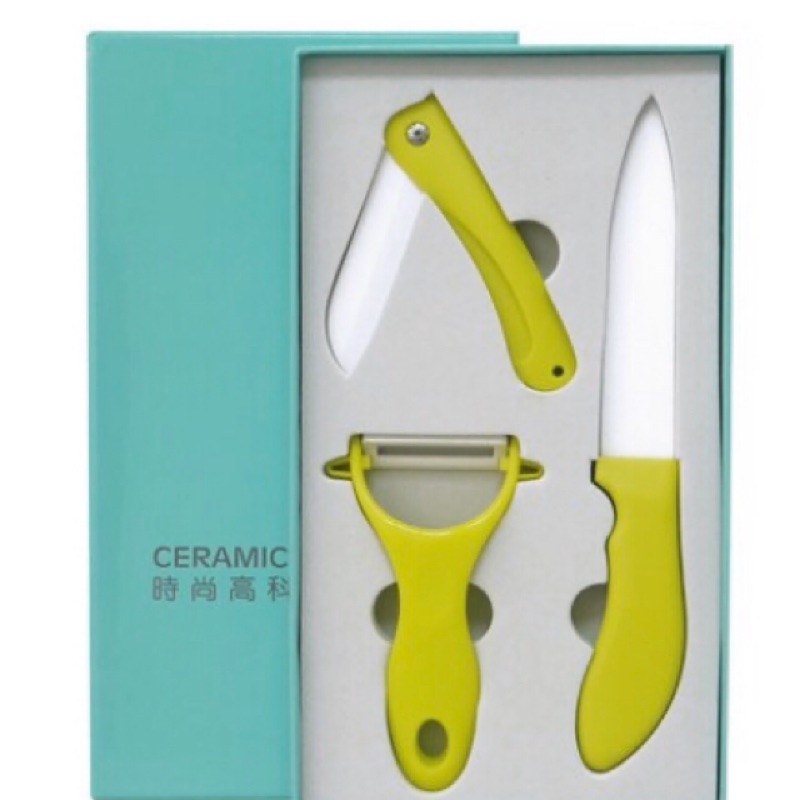 【愛佳寶】時尚高科技陶瓷刀具3件組（5吋刀+折疊刀+刨刀）