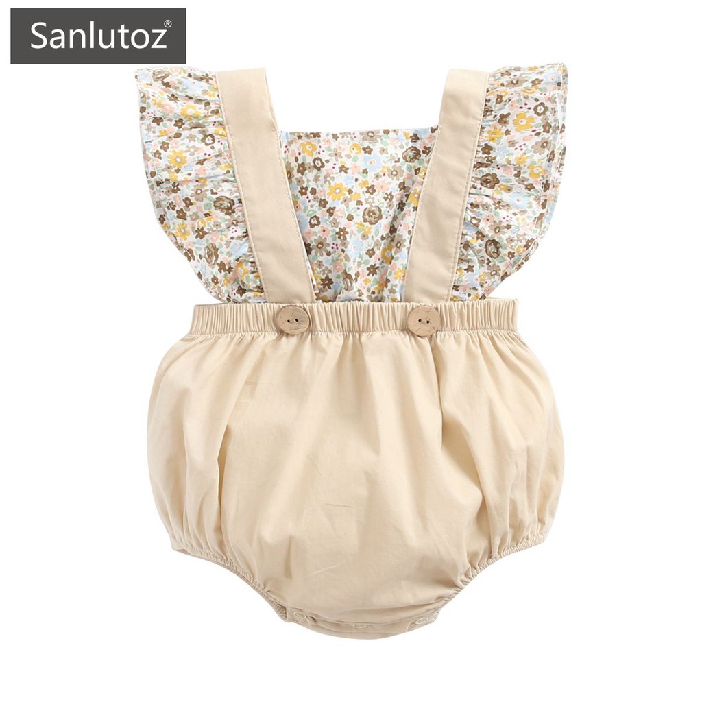 Sanlutoz 夏季 女寶寶包屁衣 碎花背帶 可愛