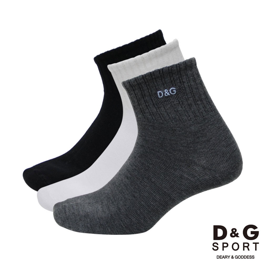 【D&amp;G】1/2素面刺繡男襪-DC6048 襪子