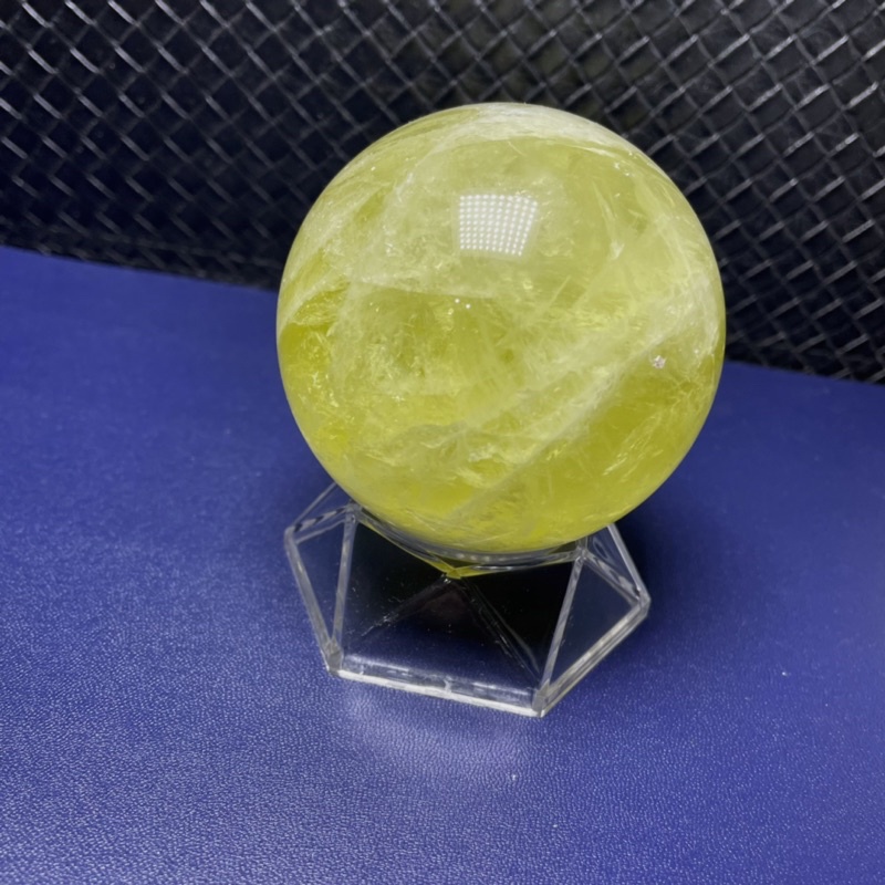 精品天然無燒檸檬黃水晶球 黃水晶球擺件 附壓克力座 黃水晶球 32