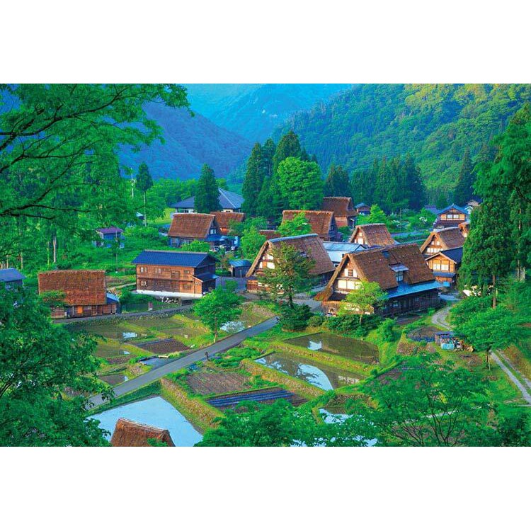 日本進口拼圖 風景 日本 綠意盎然的五箇山的合掌村 1000片拼圖 M81-857