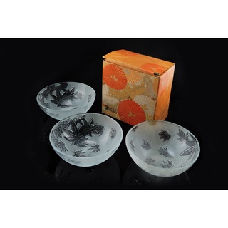 【SHARK商店】太平洋SOGO贈品-水晶楓葉雕花玻璃碗(一組3入)