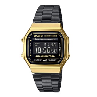 【CASIO 卡西歐】復古方型電子錶黑x金( A168WEGB-1BDF )