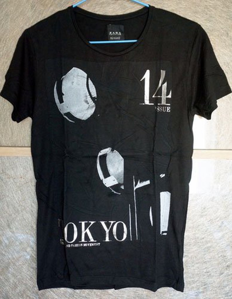 西班牙 ZARA TOKYO 14 T-shirt 短袖. 黑銀色 SIZE : S 現貨一件.