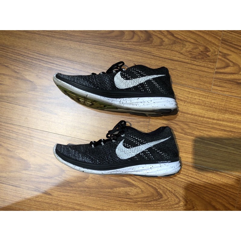 Nike Flyknit Lunar3 編織鞋 US9.5 黑白配色