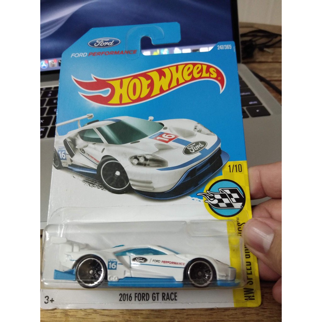 汽車原廠模型 HotWheels - 2016 Ford GT Race(白藍)