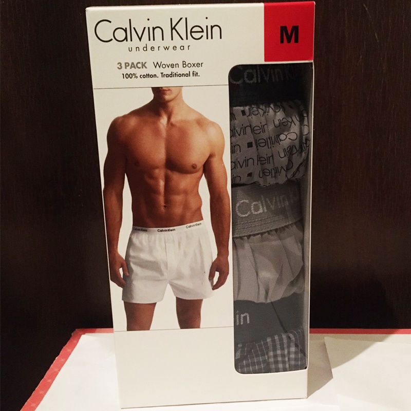 【CALVIN KLEIN 進口男棉質平口褲3入 ck男內褲 彈性內褲 男生內褲 內褲 四角內褲 四角褲 平口褲