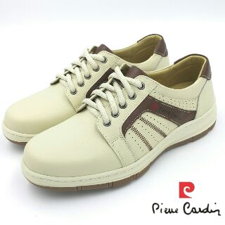 【MEI LAN】皮爾卡登 Pierre Cardin 全真皮 紳士 休閒鞋 氣墊鞋 台灣製 8790 米 另有白色