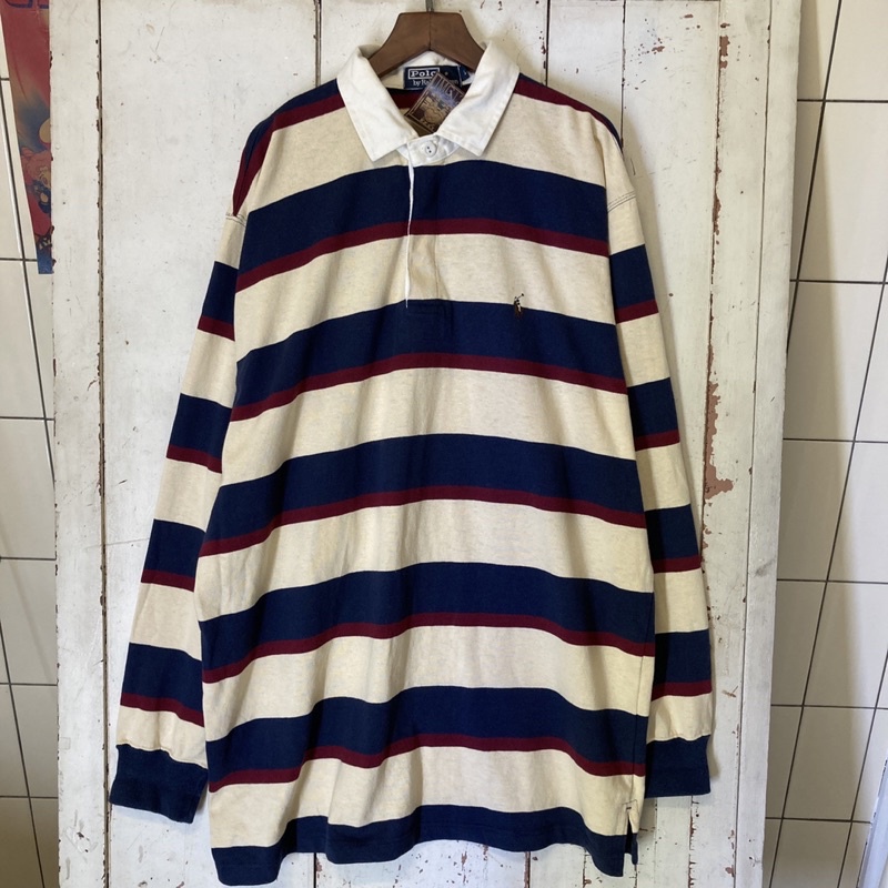 [DMC12 vintage ]橫條紋橄欖球馬球衫polo衫