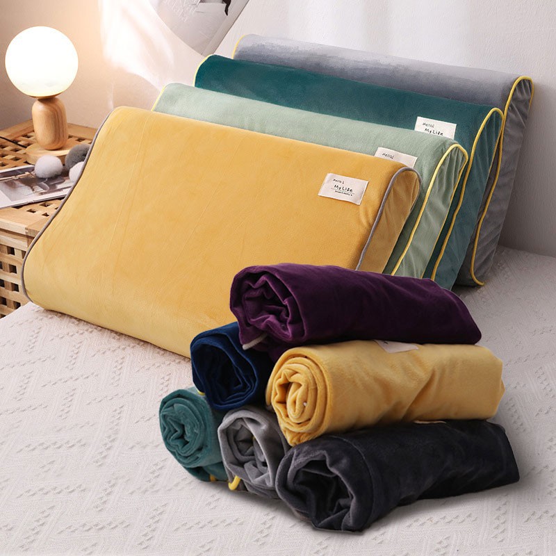 冬季純色天鵝絨睡眠枕頭套簡短風格枕套乳膠枕頭套蓋 30x50CM / 40x60CM