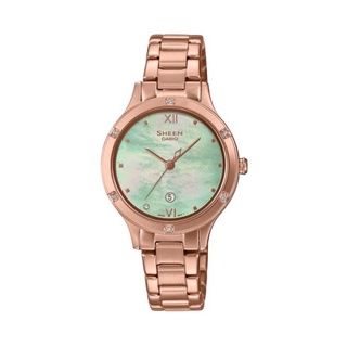CASIO 卡西歐 SHEEN 綠珍珠母貝表面 金色簡約優雅款腕 (SHE-4546PG-3A)