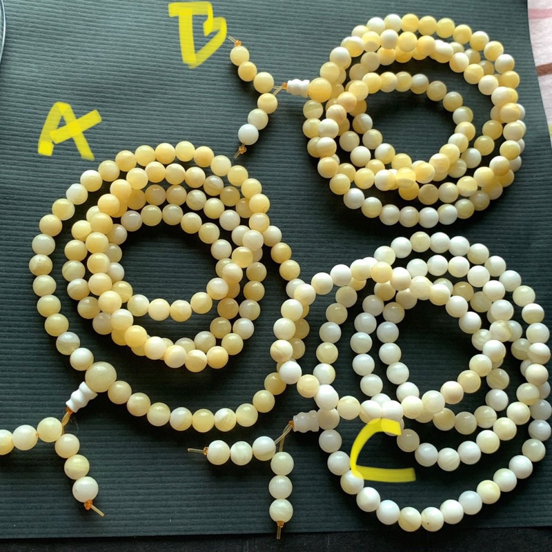 小極品-玉化料子 白 硨磲 貝珠貝殼（108顆）念珠佛珠手珠手鍊DIY串珠手做項鍊