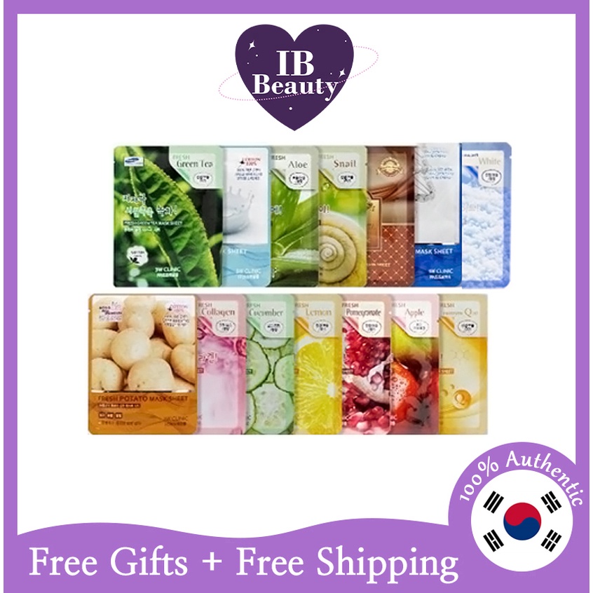 [3W CLINIC] 清新面膜14款 Fresh Mask Sheet 1ea - 14 Options