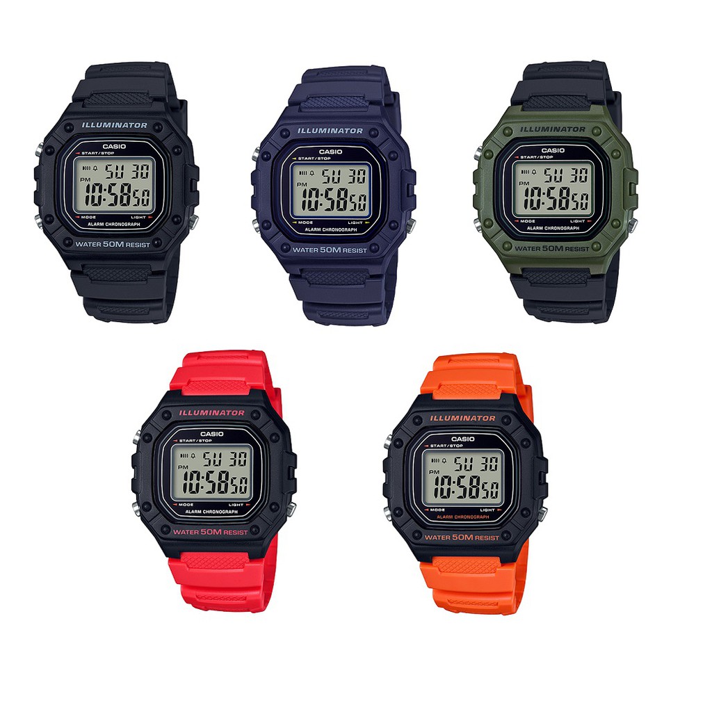 【CASIO 】CASIO卡西歐運動防水電子錶 W-218H五種顏色 當兵、工作、運動必備 宏崑時計 台灣卡西歐保固一年