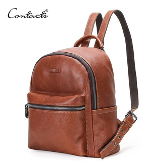 CONTACT'S 休閒女式背包品牌設計師牛皮革背包適用於 7.9 英寸 iPad 女孩女書包
