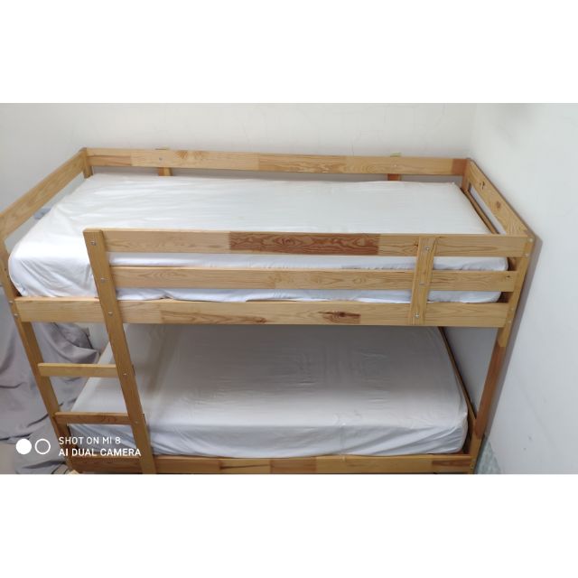 [IKEA二手]  [已上保護蠟] 松木雙層成人床架 上下鋪床架