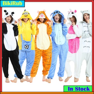 Kigurumi Stitch Minions 皮卡丘卡通睡衣連身褲女式男士連帽睡衣連體衣兒童動物角色扮演服裝