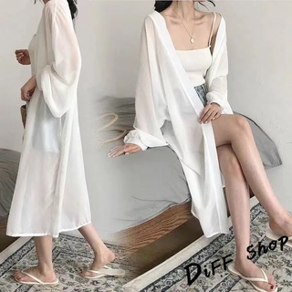 【DIFF】韓版寬鬆長袖薄款風衣外套 防曬衣 上衣 女裝 衣服 薄外套 罩衫 防曬外套 長袖上衣 長版外套【J343】