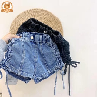 女童短褲 休閒短褲 夏季女童褲 女童抽繩牛仔短褲夏裝薄款中小童寬松時髦小女孩寶寶百搭短褲子潮